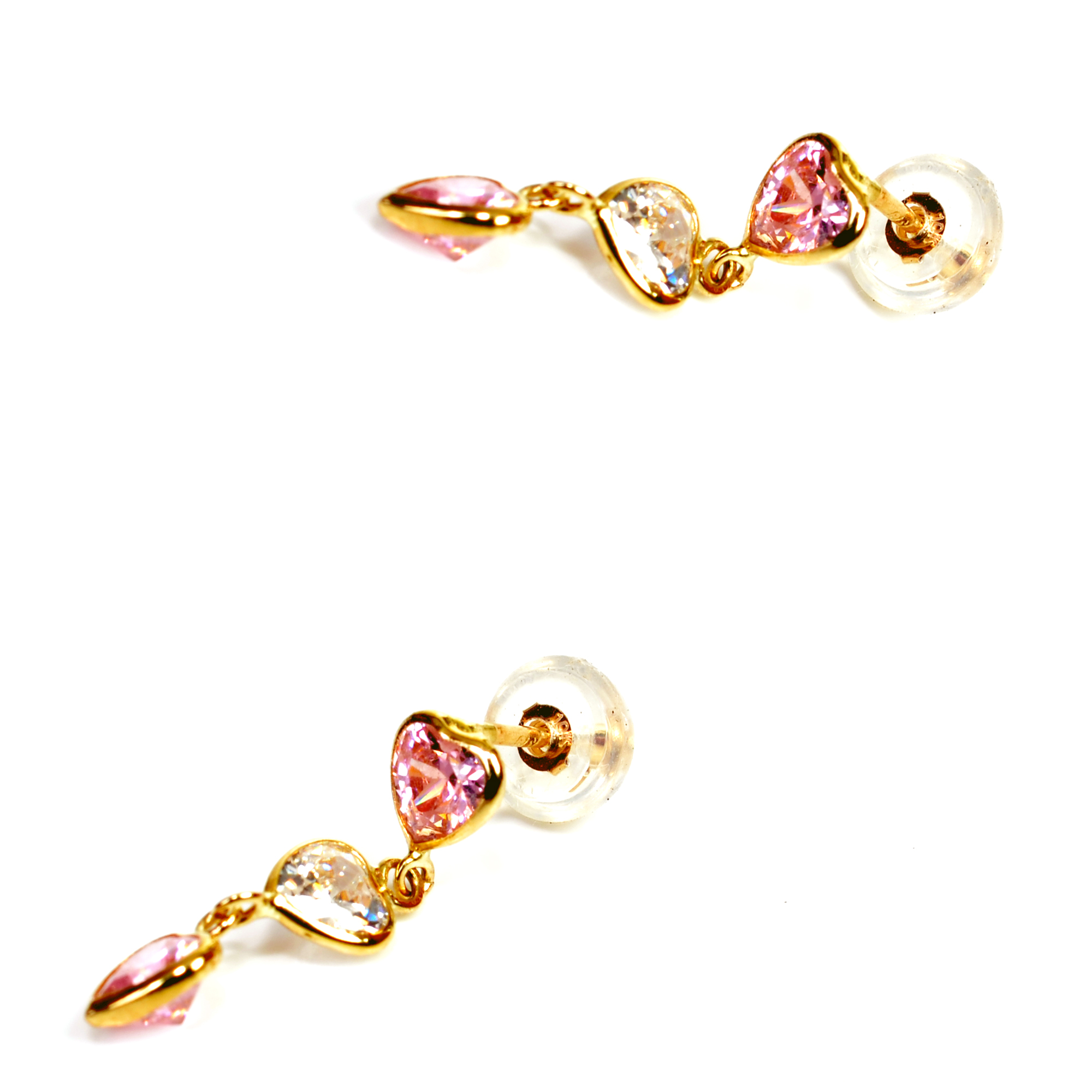 ΣΚΟΥΛΑΡΙΚΙΑ Κρεμαστα Καρδιές Κίτρινο Χρυσό Κ9 με Πέτρες Ζιργκόν 9ER-0004-US